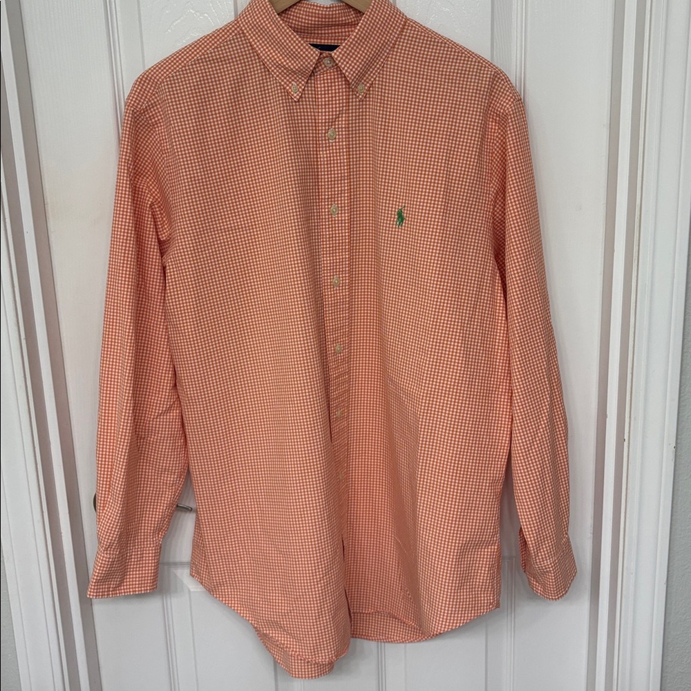 Polo by Ralph Lauren Orange Gingham Men's Shirt Size 16 1/2 Large